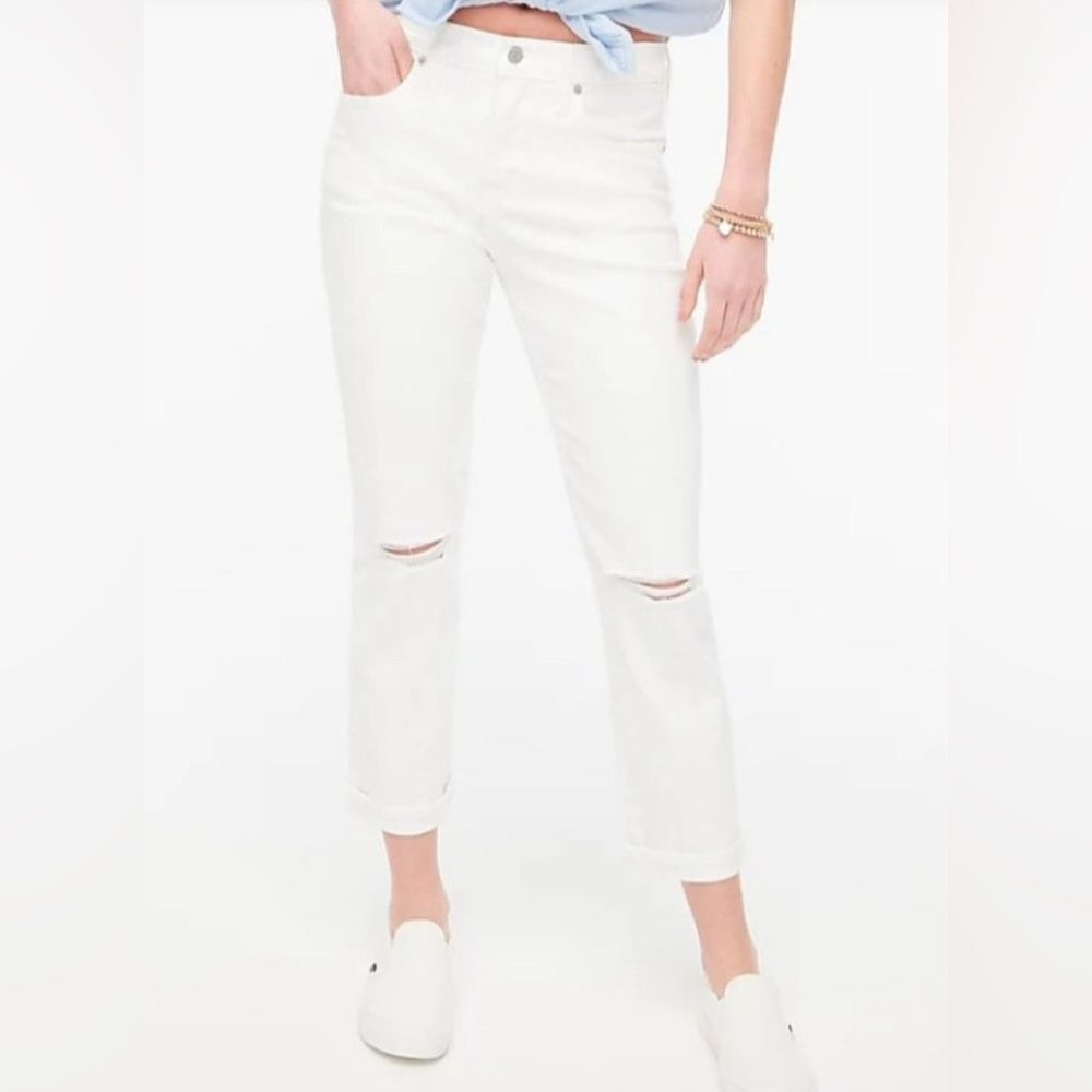 J.CREW Slim boyfriend white Distressed all-day stretch Size 29 NWT
